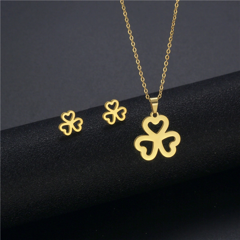 Manufacturer Custom Fashion Jewelry Non Tarnish Hypoallergenic 18K Gold Plated Stainless Steel Creative Necklace Sets Jewelry Sets