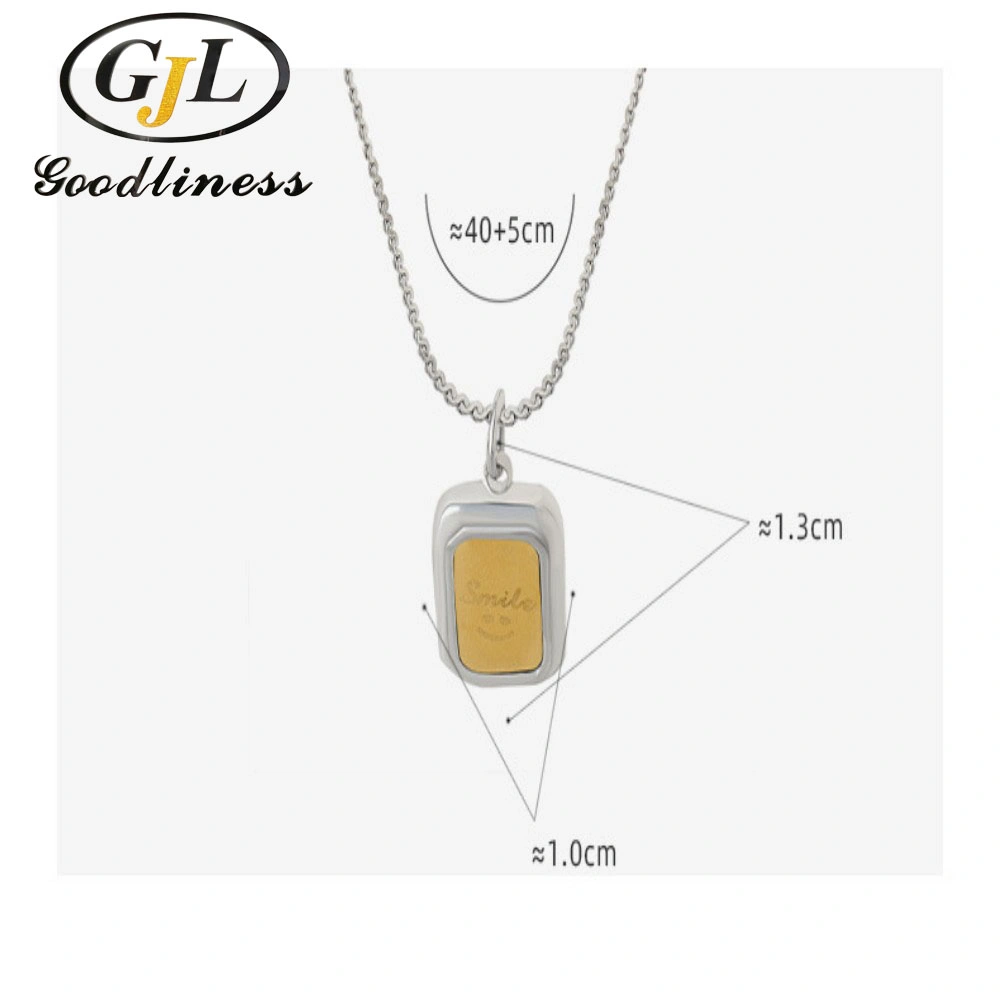 Wholesale Fashion Stainless Steel Necklace Letter Square Medal Pendant