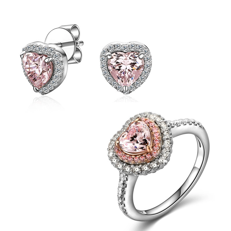 2023 Top Sale Classic Fancy Pink CZ 925 Silver Jewelry Set