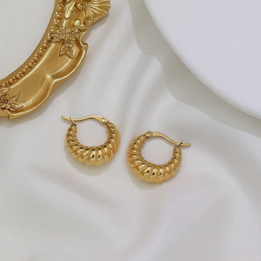 2023 New Arrivals High Quality Small Gold Plated Stainless Steel Hoop Earrings Thick Gold Hoop Earrings