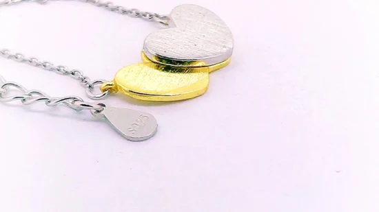 Tropfen-Halskette mit Kette und Herz-zu-Herz-Charm für Damen