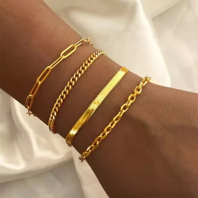 Gold Farbe Armband Edelstahl Twist Kubanischen Kette Armband für Frauen Kette Armband Schmuck Geschenke Großhandel Dropshipping