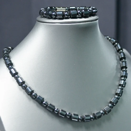 50 % Rabatt auf modisches Hämatit-Perlen-Halsketten-Schmuckset mit Magnet für die Körpergesundheitspflege (CF-HTN-005)