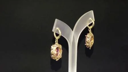 Europäische beliebte Mode 18K Gold Stil lange Tropfen Ohrringe Schmuck