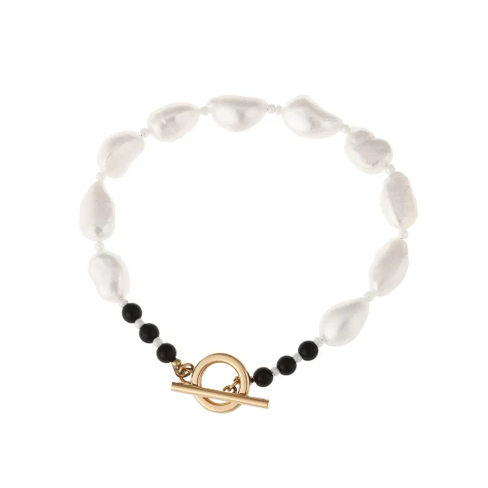 Edelstahl Perlenkette Armband Halskette Set Schmuck Mode Einfach